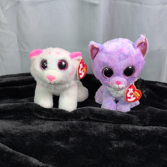 Ty Stuffed Animals - White and Purple Cats - Picture 1 of 12